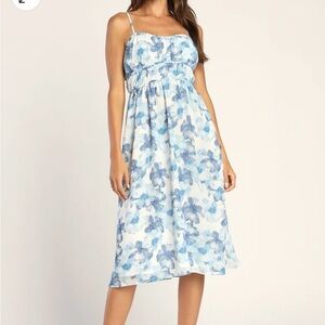 Floral Blue Midi Dress